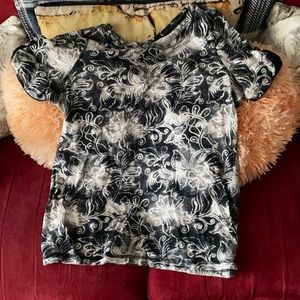 floral dark blue shirt